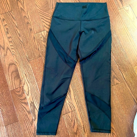 Aerie large black leggings with sheer stripe on thigh. - Picture 1 of 2